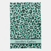 Aquamariner Blauer Leopard Print Retro Küchentüche Geschirrtuch (Vertikal)