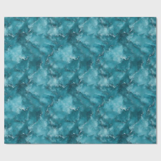 Aquamariner blauer Marmor Geschenkpapier (Flach)