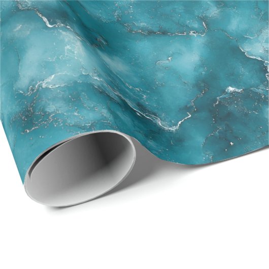 Aquamariner blauer Marmor Geschenkpapier (Rolleneckpunkt)