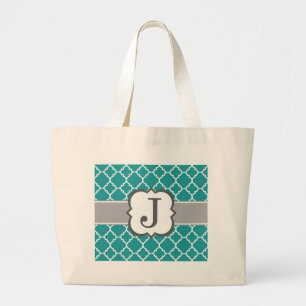 Aquamariner blauer Monogramm-Buchstabe J Jumbo Stoffbeutel