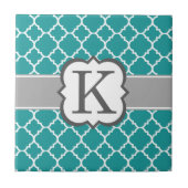 Aquamariner blauer Monogramm-Buchstabe K Fliese (Vorderseite)