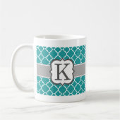 Aquamariner blauer Monogramm-Buchstabe K Kaffeetasse (Links)