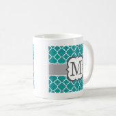 Aquamariner blauer Monogramm-Buchstabe M Kaffeetasse (VorderseiteRechts)