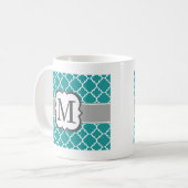 Aquamariner blauer Monogramm-Buchstabe M Kaffeetasse (Vorderseite Links)