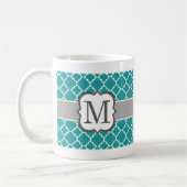 Aquamariner blauer Monogramm-Buchstabe M Kaffeetasse (Links)