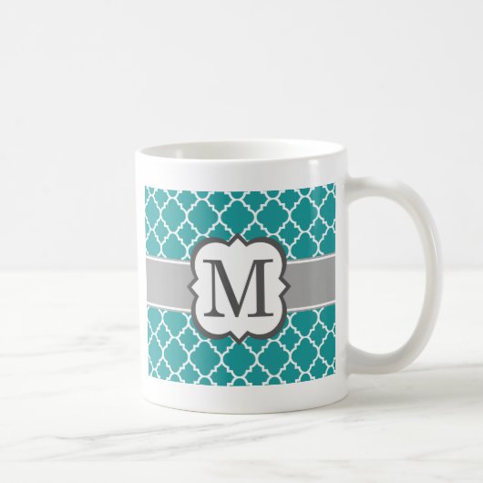 Aquamariner blauer Monogramm-Buchstabe M Kaffeetasse (Rechts)