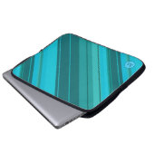 Aquamariner, blauer Monogramm-Streifen Laptopschutzhülle (Vorne Knopf)