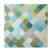 Aquamariner Blauer Ocker Senf Gelbe Runde Quadrate Fliese (Vorderseite)