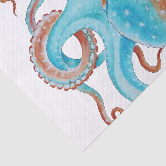 Aquamariner Blauer Oktopus Wasserfarbe Seidenpapier (Ausschnitt)