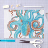 Aquamariner Blauer Oktopus Wasserfarbe Seidenpapier (Handwerk)