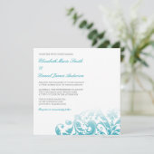 Aquamariner blauer Ombre blühen Strudel-Hochzeit Einladung (Stehend Vorderseite)