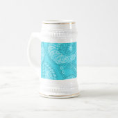 Aquamariner blauer Paisley-Druck-Sommer-Spaß-Girly Bierglas (Vorderseite Links)