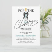 Aquamariner blauer Pop Das Champagner-Brautparty Einladung (Stehend Vorderseite)