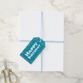 Aquamariner Blauer Regenbogen Confetti Happy Gebur Geschenkanhänger (Mit Garn)