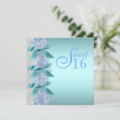 Aquamariner Blauer Schneeflocken 16 . Geburtstag G Einladung (Stehend Vorderseite)
