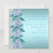 Aquamariner Blauer Schneeflocken 16 . Geburtstag G Einladung (Rückseite)