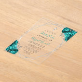 Aquamariner blauer Silberrahmen Erste Heilige Komm Acryleinladungen (Ablage )