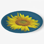 Aquamariner blauer Single Sonnenblumenpapierplatte Pappteller (Schrägansicht)
