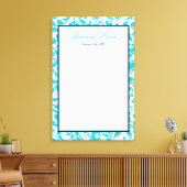 Aquamariner blauer Swirl Damask Bat Mitzvah Sign i Leinwanddruck (Insitu (Wohnzimmer))