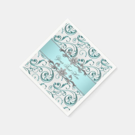 Aquamariner Blauer Swirl Serviette (Ecke)