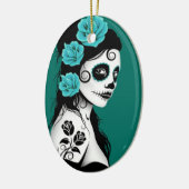 Aquamariner blauer Tag des toten Keramikornament (Links)
