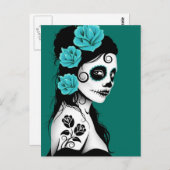 Aquamariner Blauer Tag des Toten Zuckerschlauchmäu Postkarte (Vorne/Hinten)