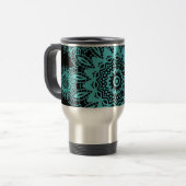 Aquamariner blauer und schwarzer reisebecher (Vorderseite Links)