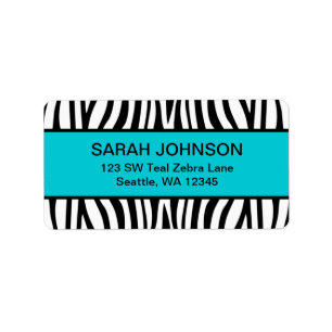 Aquamariner blauer und schwarzer Zebra Adressaufkleber