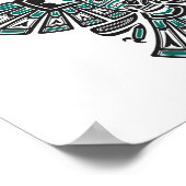 Aquamariner Blauhaida-Zwei-Geißelvogel auf Weiß Poster (Ecke)