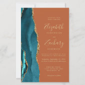 Aquamariner Blue Agate Rust QR Code Hochzeit (Vorderseite)