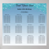 Aquamariner Blue Glitzer Geburtstag Alphabetischer Poster (Vorne)