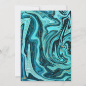 Aquamariner Blue & Gold Chic Swirl Moderne Hochzei Einladung (Rückseite)