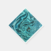Aquamariner Blue & Gold Chic Swirl Moderne Hochzei Serviette (Ecke)