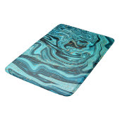 Aquamariner Blue & Gold Chic Swirl Moderner Abstra Badematte (Schrägansicht)