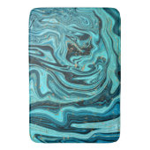 Aquamariner Blue & Gold Chic Swirl Moderner Abstra Badematte (Vorderseite Vertikal)
