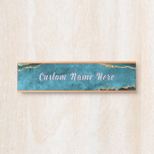 Aquamariner Blue Gold Door Sign Individuelle Name Türschild (Vorderseite )