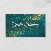 Aquamariner Blue Gold Glitzer QR Code Luxury Visitenkarte (Vorderseite)