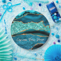 Aquamariner Blue-Gold-Glitzer-Teller