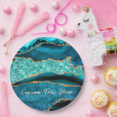 Aquamariner Blue-Gold-Glitzer-Teller Pappteller (Party)