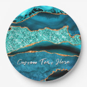 Aquamariner Blue-Gold-Glitzer-Teller Pappteller (Vorderseite)