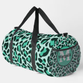 Aquamariner Blue Leopard Print Monogram Large Duff Duffle Bag (Rechte Ecke)