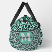 Aquamariner Blue Leopard Print Monogram Large Duff Duffle Bag (Rechts)