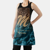 Aquamariner Blue Marble Glitzer Monogram personali Schürze (InSitu)