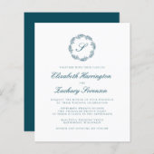 Aquamariner Blue Monogram Kranz QR Code Hochzeit (Vorne/Hinten)