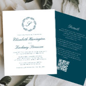 Aquamariner Blue Monogram Kranz QR Code Hochzeit