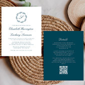 Aquamariner Blue Monogram Kranz QR Code Hochzeit