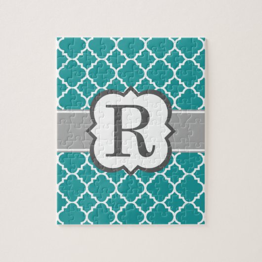 Aquamariner Blue Monogramm Letter R Quartett Puzzle (Vertikal)