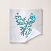 Aquamariner Blue Phoenix Anstieg auf Silber Badhandtuch Set (Waschlappen)