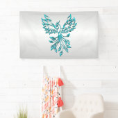 Aquamariner Blue Phoenix Anstieg auf Silber Banner (Insitu)