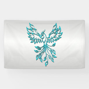 Aquamariner Blue Phoenix Anstieg auf Silber Banner